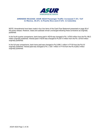 Thumbnail Grupo Aeroportuario del Sureste
(ASUR) Quarterly Report 2018-q4
