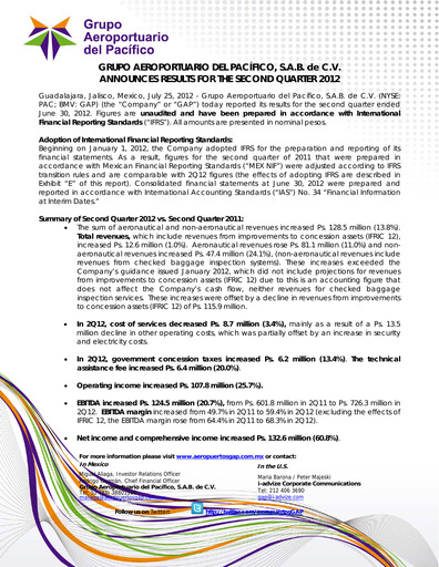 Thumbnail Grupo Aeroportuario del Pacífico
 Quarterly Report 2012-q2