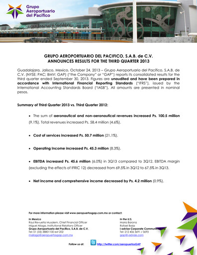 Thumbnail Grupo Aeroportuario del Pacífico
 Quarterly Report 2013-q3