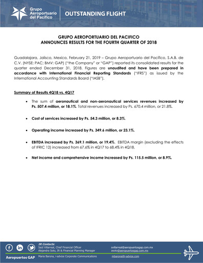 Thumbnail Grupo Aeroportuario del Pacífico
 Quarterly Report 2018-q4