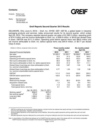 Thumbnail Greif Quarterly Report 2012-q2