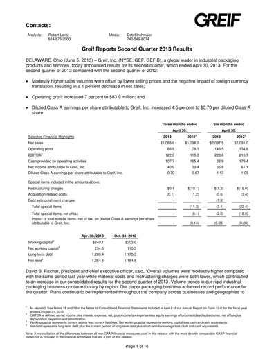 Thumbnail Greif Quarterly Report 2013-q2