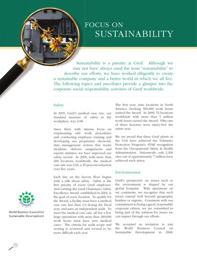 Thumbnail Greif Sustainability Report 2009