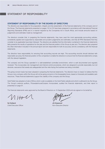 Thumbnail Gold Fields
 Financial Statement 2009