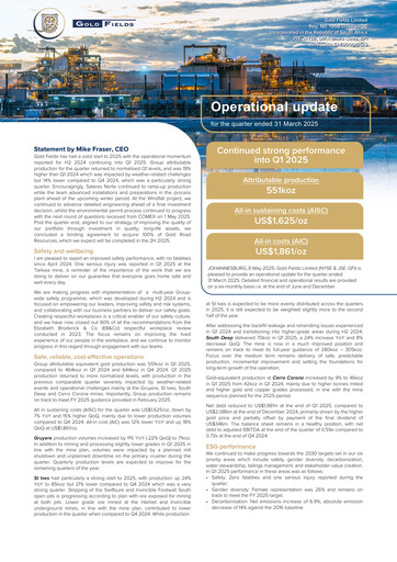 Thumbnail Gold Fields
 Quarterly Report 2025-q1