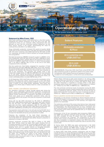 Thumbnail Gold Fields
 Quarterly Report 2025-q3