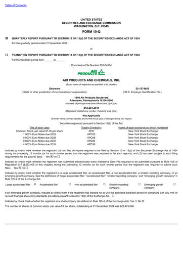 Thumbnail Air Products and Chemicals Quarterly Report 2025-q1