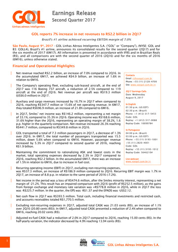 Thumbnail GOL Airlines Quarterly Report 2017-q2