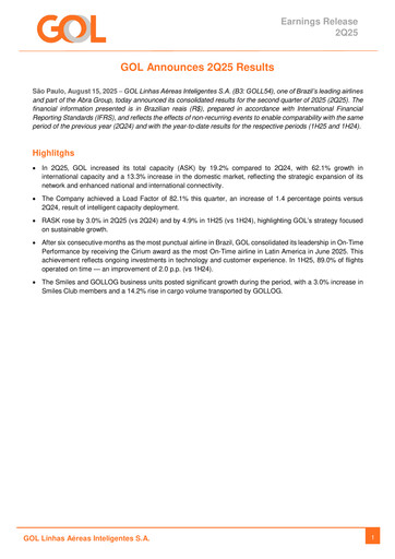 Thumbnail GOL Airlines Quarterly Report 2025-q2
