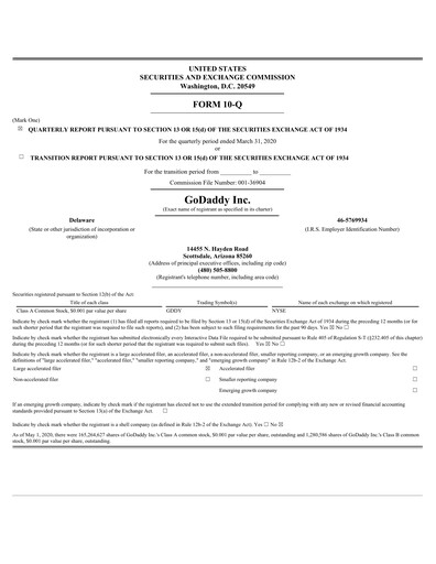 Thumbnail GoDaddy Quarterly Report 2020-q1