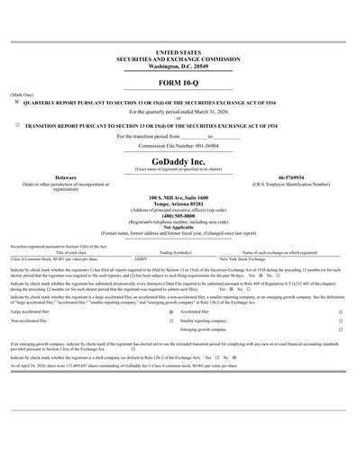 Thumbnail GoDaddy Quarterly Report 2026-q1