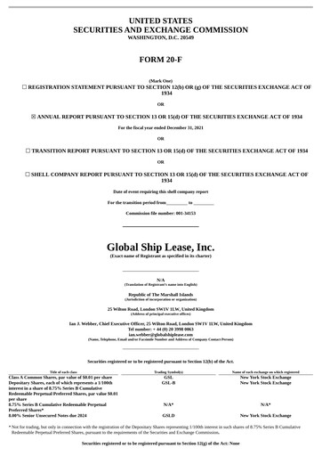 Thumbnail Global Ship Lease Annual Report 2021