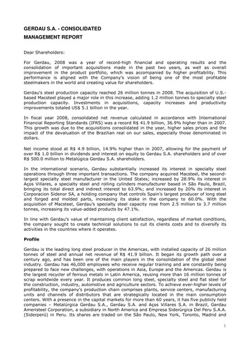 Thumbnail Gerdau Financial Statement 2008