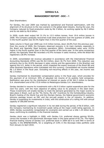 Thumbnail Gerdau Financial Statement 2009