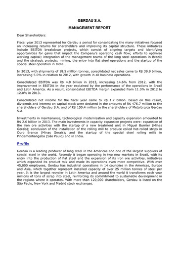 Thumbnail Gerdau Financial Statement 2013