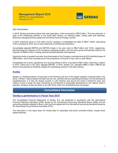 Thumbnail Gerdau Financial Statement 2016