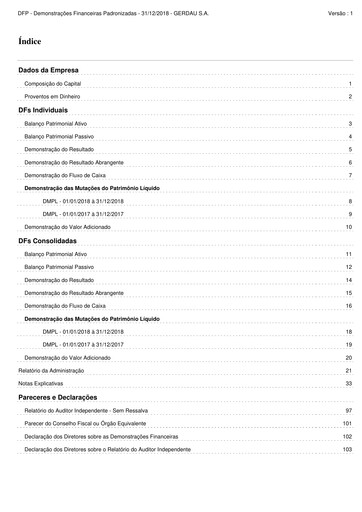 Thumbnail Gerdau Financial Statement 2018