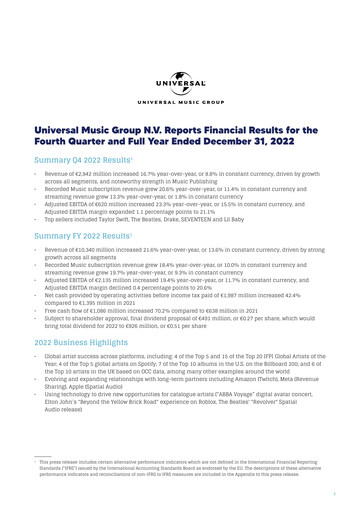 Thumbnail Universal Music Group Financial Statement 2022