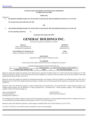 Thumbnail Generac Quarterly Report 2026-q2
