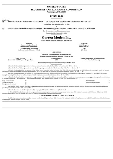 Thumbnail Garrett Motion Annual Report 2019