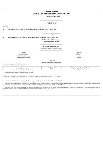 Thumbnail Garrett Motion Annual Report 2023