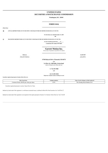 Thumbnail Garrett Motion Annual Report 2025