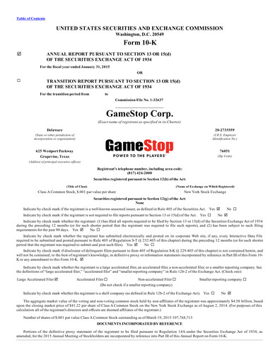 Miniature GameStop
 Rapport annuel 2014