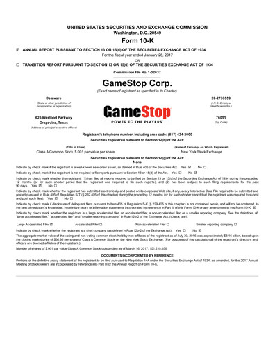 Miniature GameStop
 Rapport annuel 2016