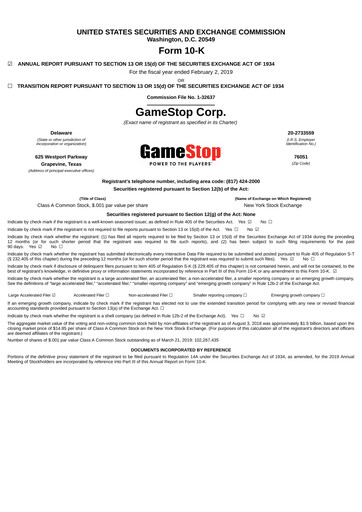 Miniature GameStop
 Rapport annuel 2018