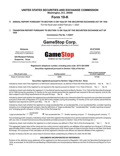 Miniature GameStop
 Rapport annuel 2019