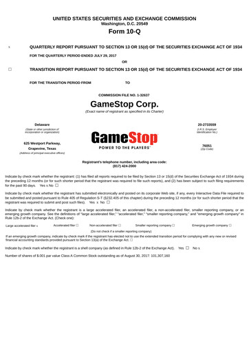 Thumbnail GameStop
 Quarterly Report 2017-q2
