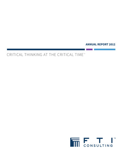 Thumbnail FTI Consulting Annual Report 2012