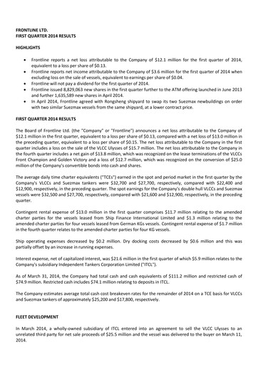 Thumbnail Frontline Quarterly Report 2014-q1
