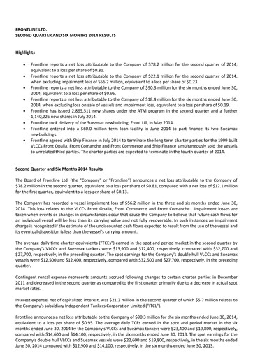 Thumbnail Frontline Quarterly Report 2014-q2