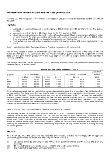 Thumbnail Frontline Quarterly Report 2016-q1