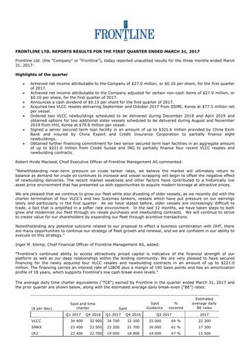 Thumbnail Frontline Quarterly Report 2017-q1