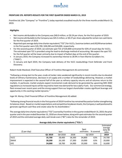 Thumbnail Frontline Quarterly Report 2019-q1