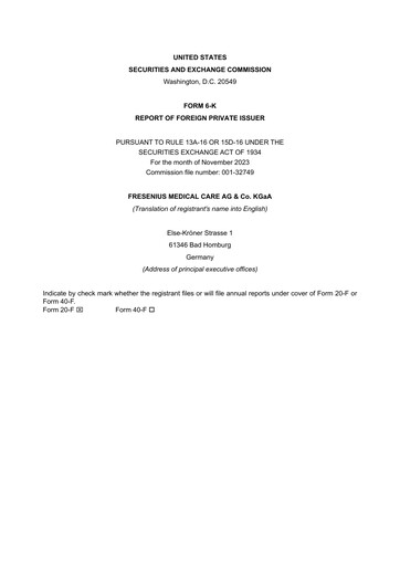 Thumbnail Fresenius Medical Care Quarterly Report 2023-q3