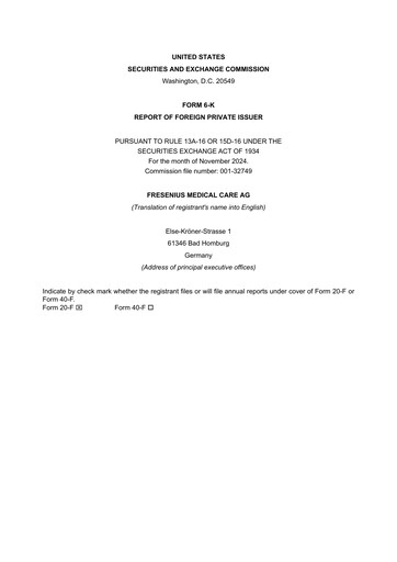 Thumbnail Fresenius Medical Care Quarterly Report 2024-q3