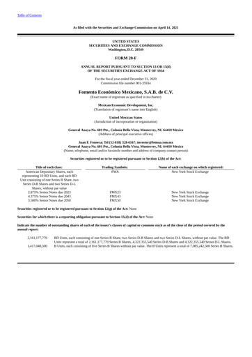 Thumbnail Fomento Económico Mexicano (FEMSA) Annual Report 2020