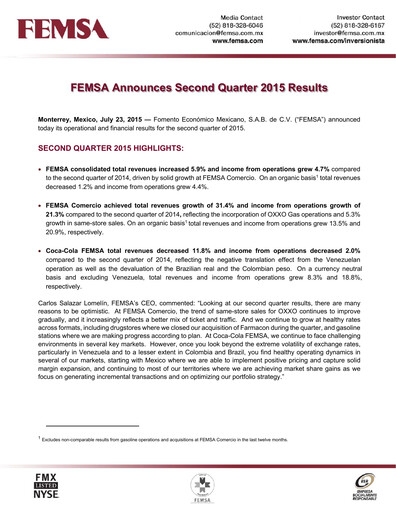 Thumbnail Fomento Económico Mexicano (FEMSA) Quarterly Report 2015-q2