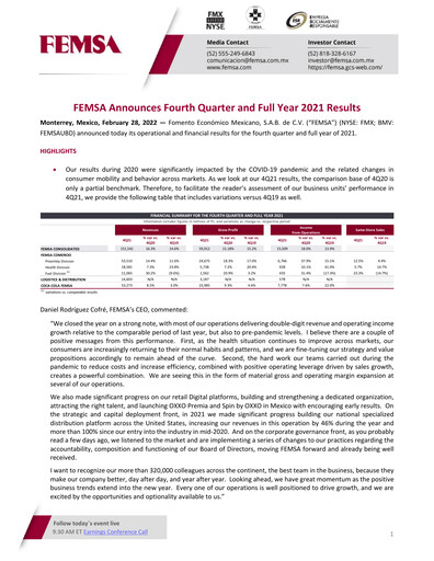 Thumbnail Fomento Económico Mexicano (FEMSA) Quarterly Report 2021-q4