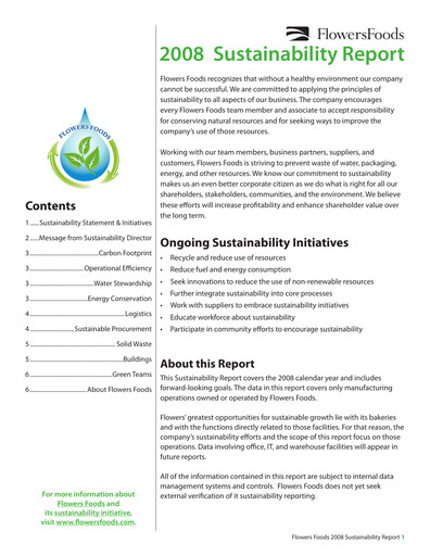 Thumbnail Flowers Foods
 Sustainability Report 2008