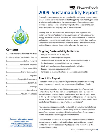 Thumbnail Flowers Foods
 Sustainability Report 2009