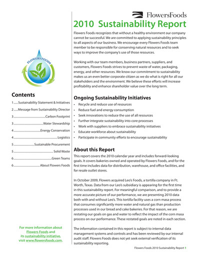 Thumbnail Flowers Foods
 Sustainability Report 2010