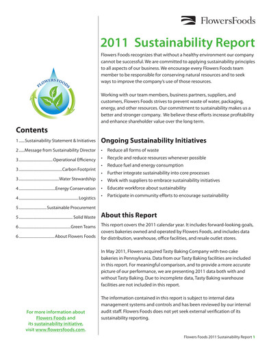 Thumbnail Flowers Foods
 Sustainability Report 2011