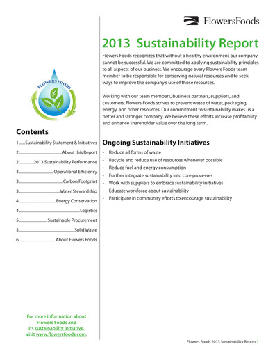 Thumbnail Flowers Foods
 Sustainability Report 2013