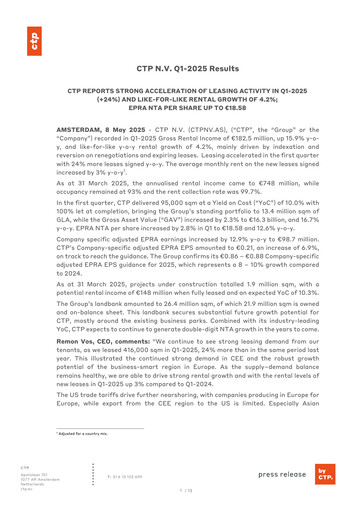 Thumbnail CTP N.V. Quarterly Report 2025-q1