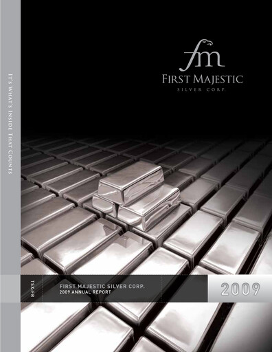 Thumbnail First Majestic Silver
 Annual Report 2009