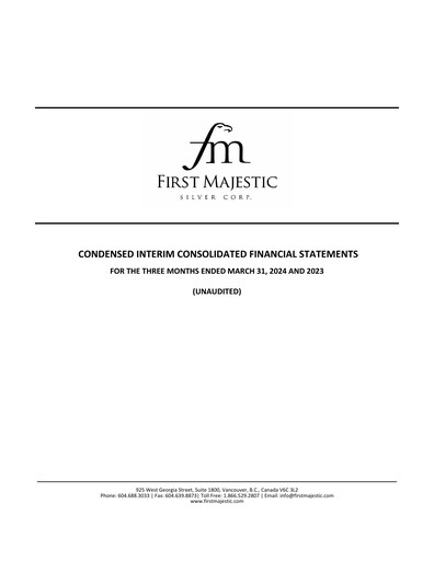 Thumbnail First Majestic Silver
 Quarterly Report 2024-q1